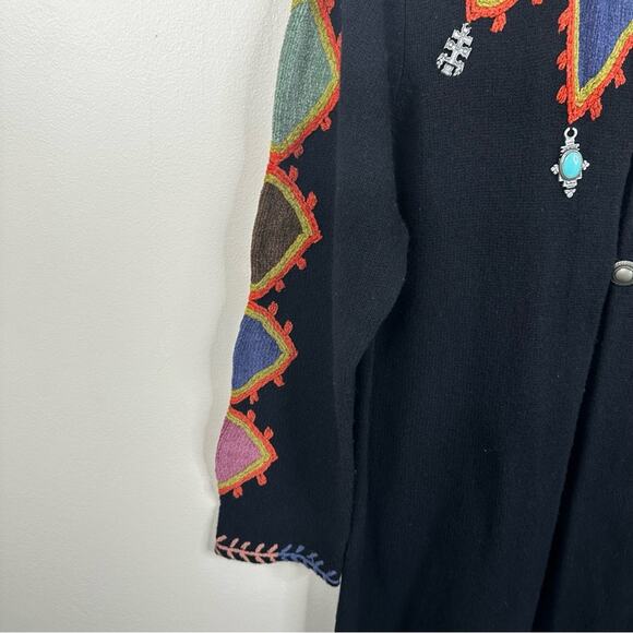 Double D Ranch Lambswool Duster Sweater Womens Large Black Southwestern Sweater - Picture 7 of 10